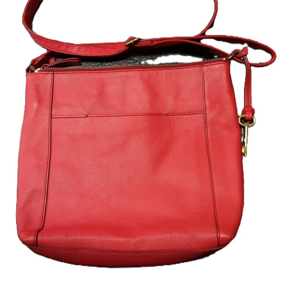 Red Leather Crossbody Bag - Classic Women's Shoulder Bag